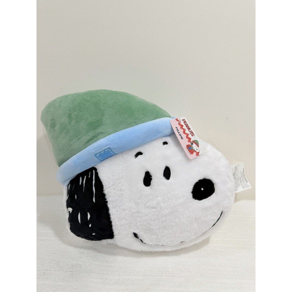 Peanuts Snoopy Plush Pillow with Green and Blue Hat NWT